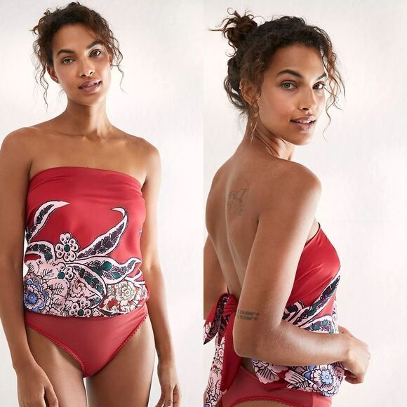 Free People NWT Spellbound Strapless Bodysuit in Cherry Combo Size Large - Picture 3 of 10